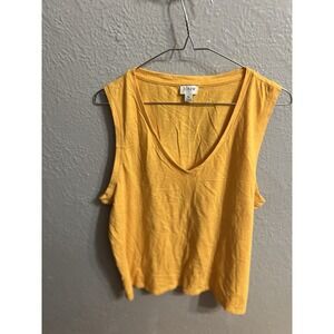 J Crew‎ Womens Sleeveless Mustard Yellow  Top Size XL V Neck